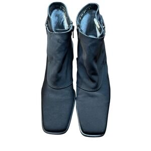 Sesto Meucci Booties Womens Size 8‎ Black Synthetic Wedge Ankle Zip Strap Casual